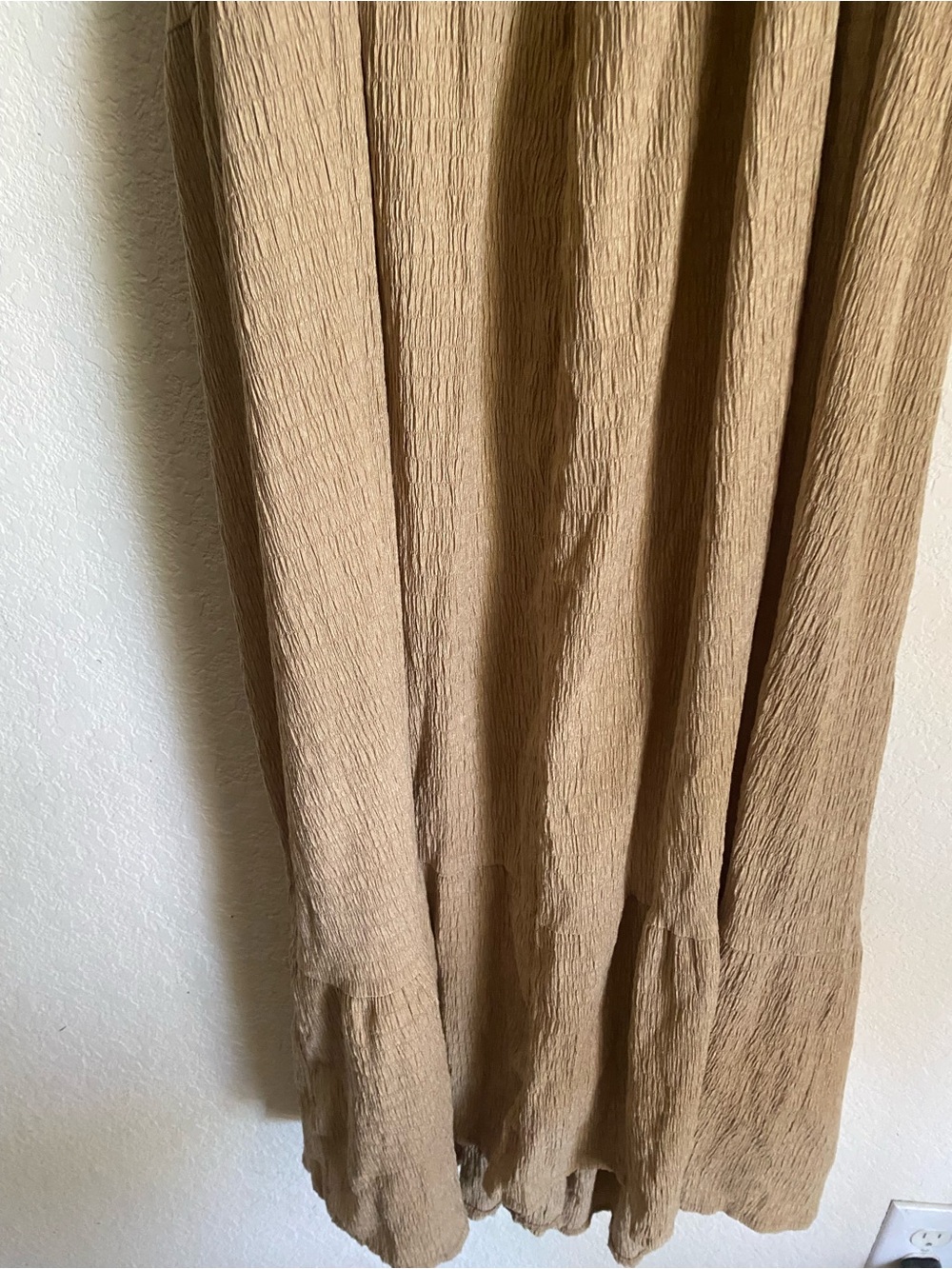 Sunnow Boho Crinkled Deep V Open Back Plissé Boho Smocked Maxi Dress Beige XL - Picture 14 of 16